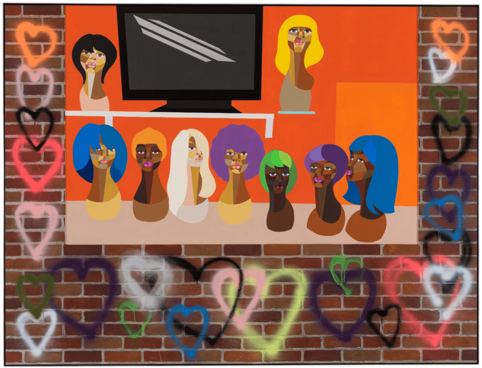 Image of a vetrine of a beauty shop with black manniquins